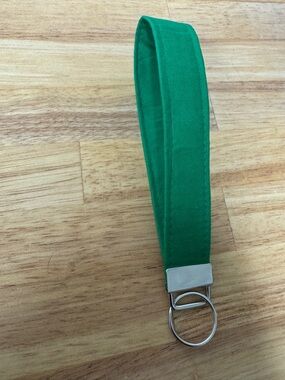 Green Fabric Key Wristlet key fob Strap with Metal Ring